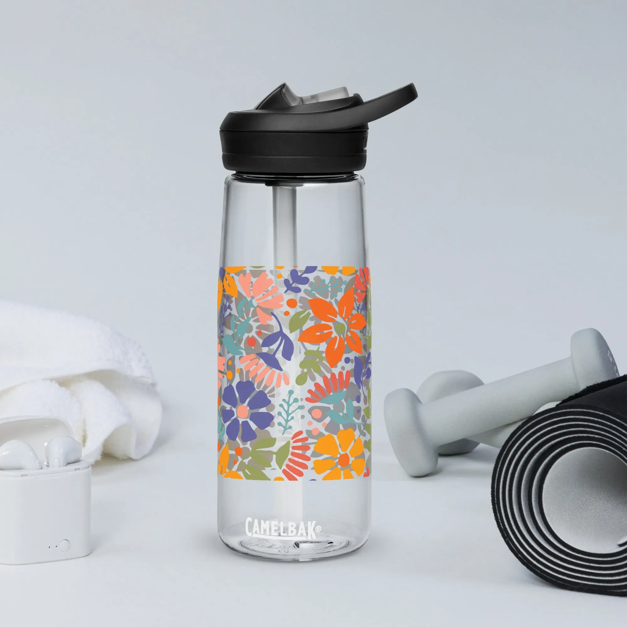 Floral Burst Sports Water Bottle