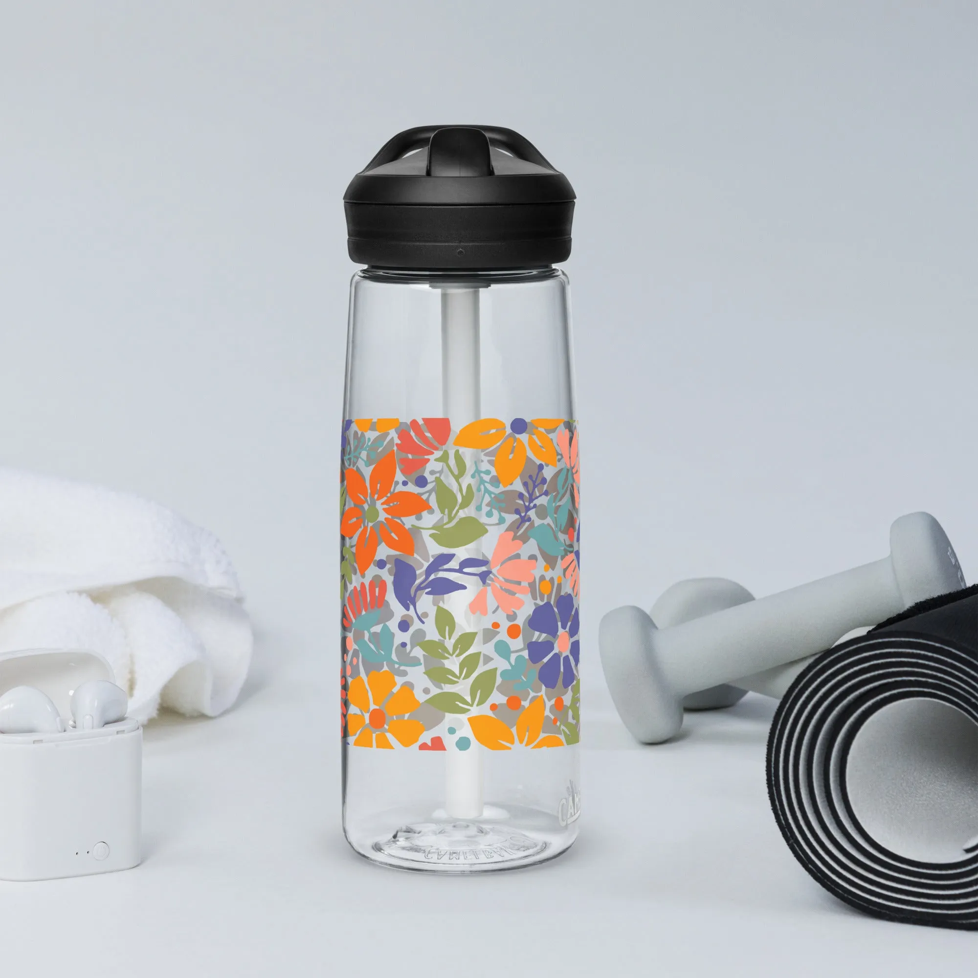 Floral Burst Sports Water Bottle