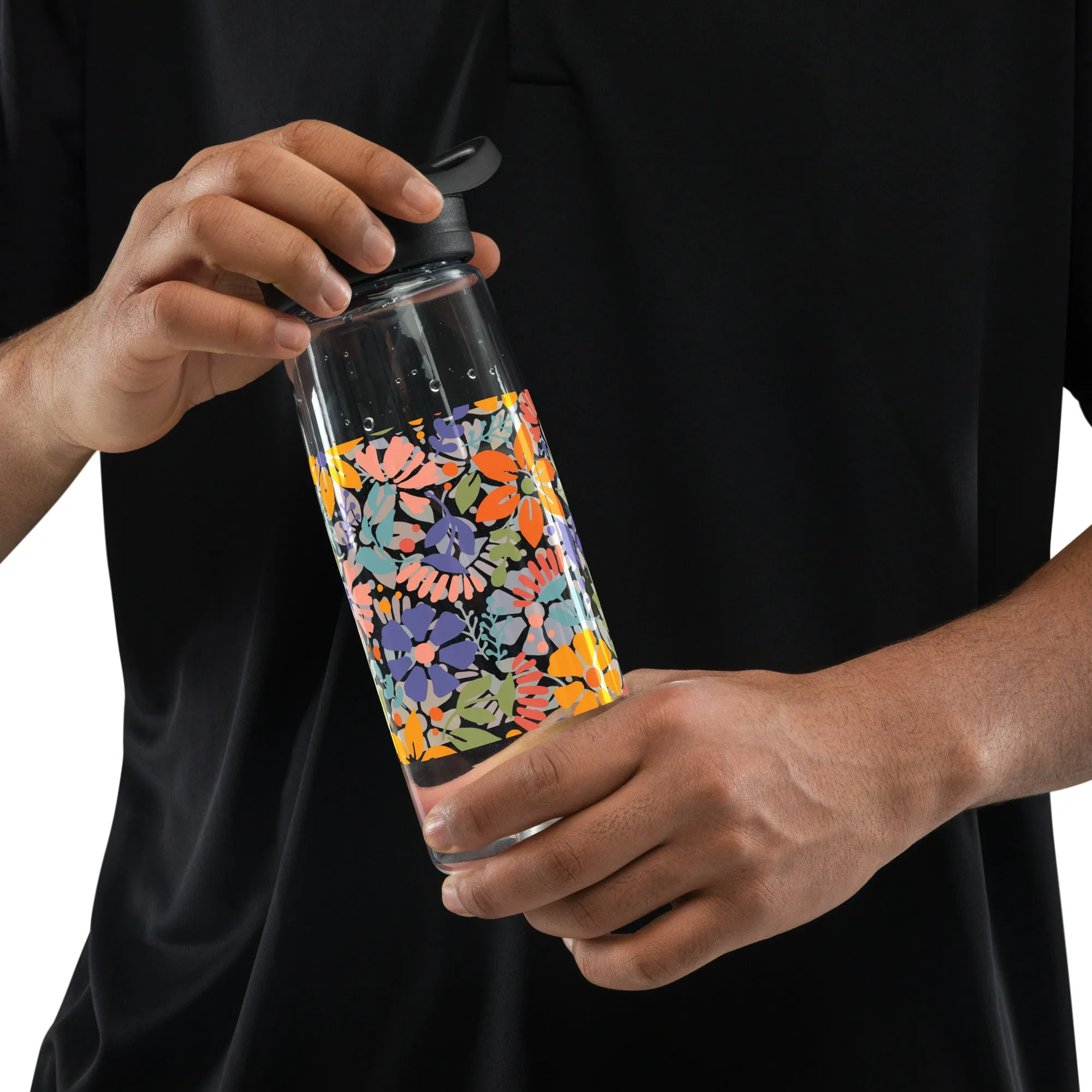 Floral Burst Sports Water Bottle