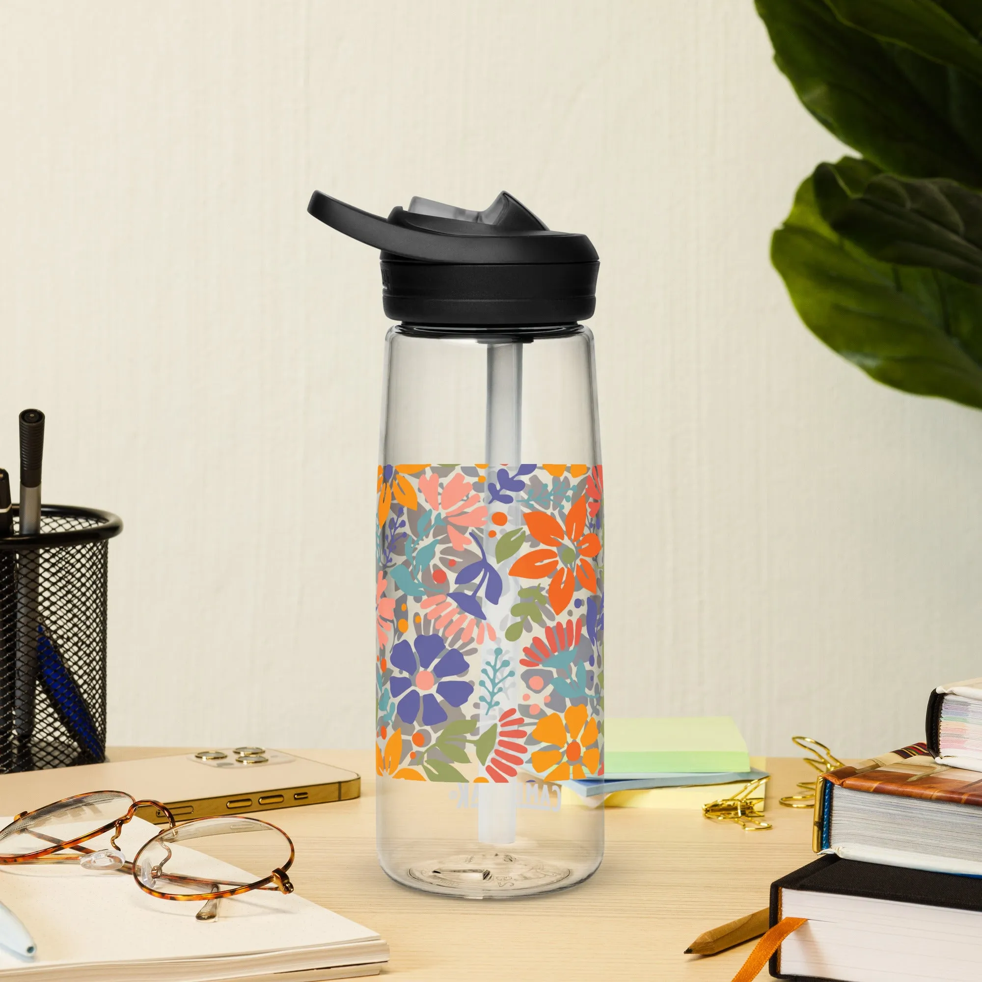 Floral Burst Sports Water Bottle