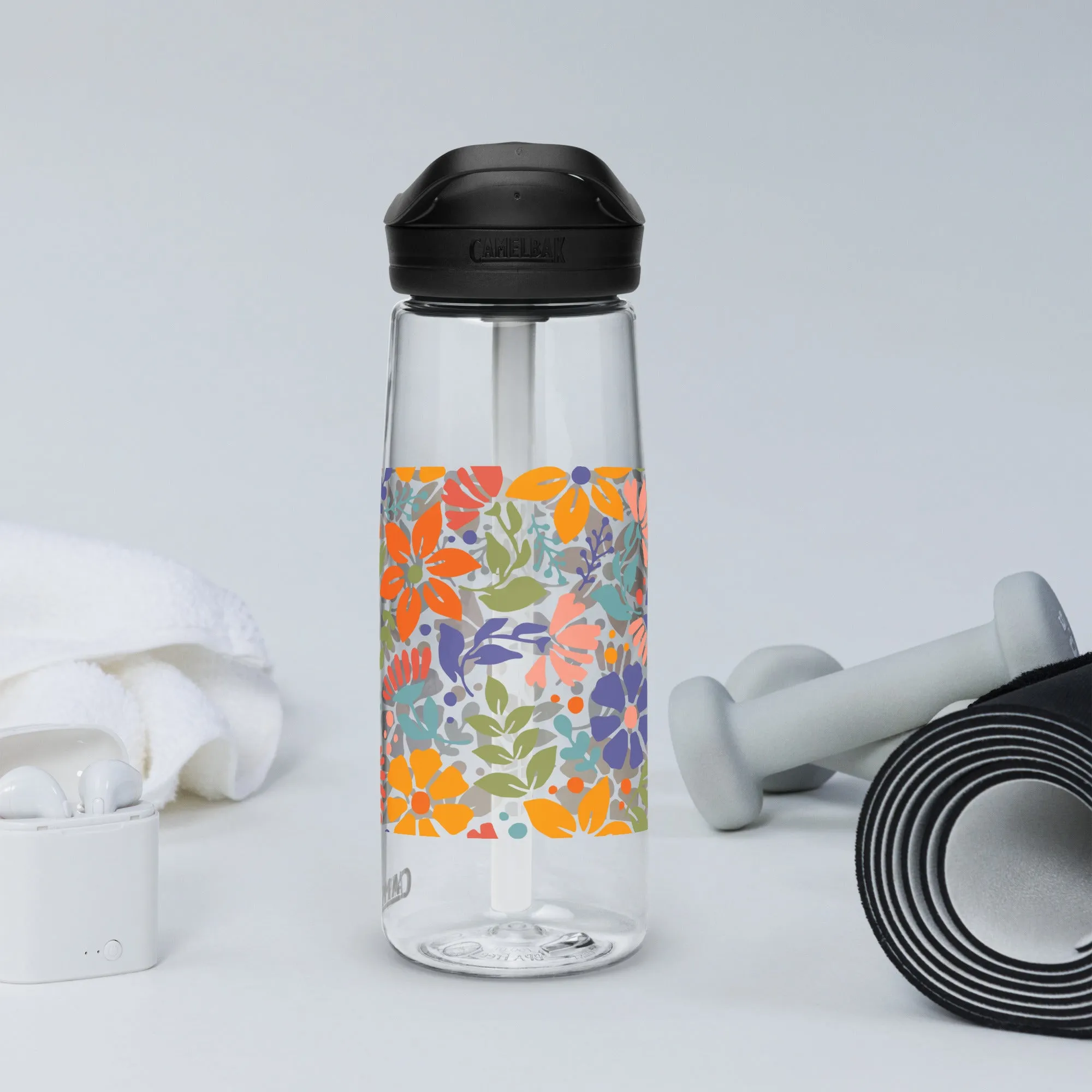 Floral Burst Sports Water Bottle
