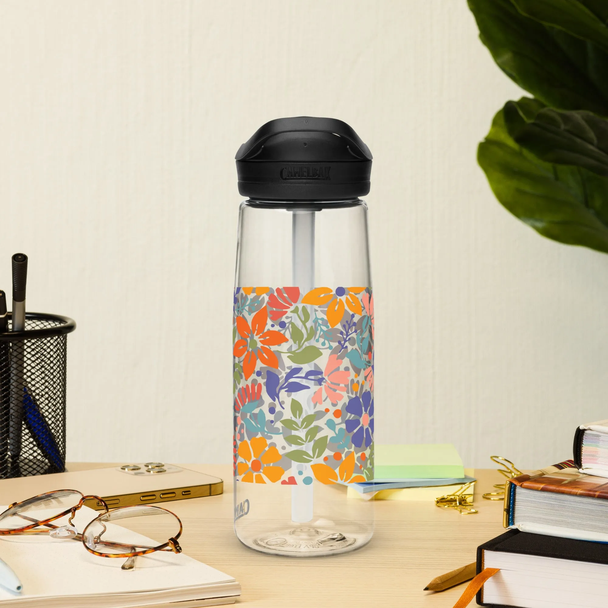Floral Burst Sports Water Bottle