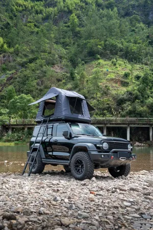 Foldable Amphibious Inflatable Roof Top Tent for 2-3 People, Quick Setup for Outdoor Camping, for SUVs and Trucks, Black