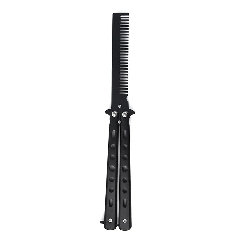 Foldable Comb Training Butterfly Knife Comb Beard