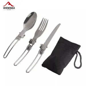 Foldable Stainless Steel Cutlery Set: Portable Outdoor Tableware for Camping and Picnics