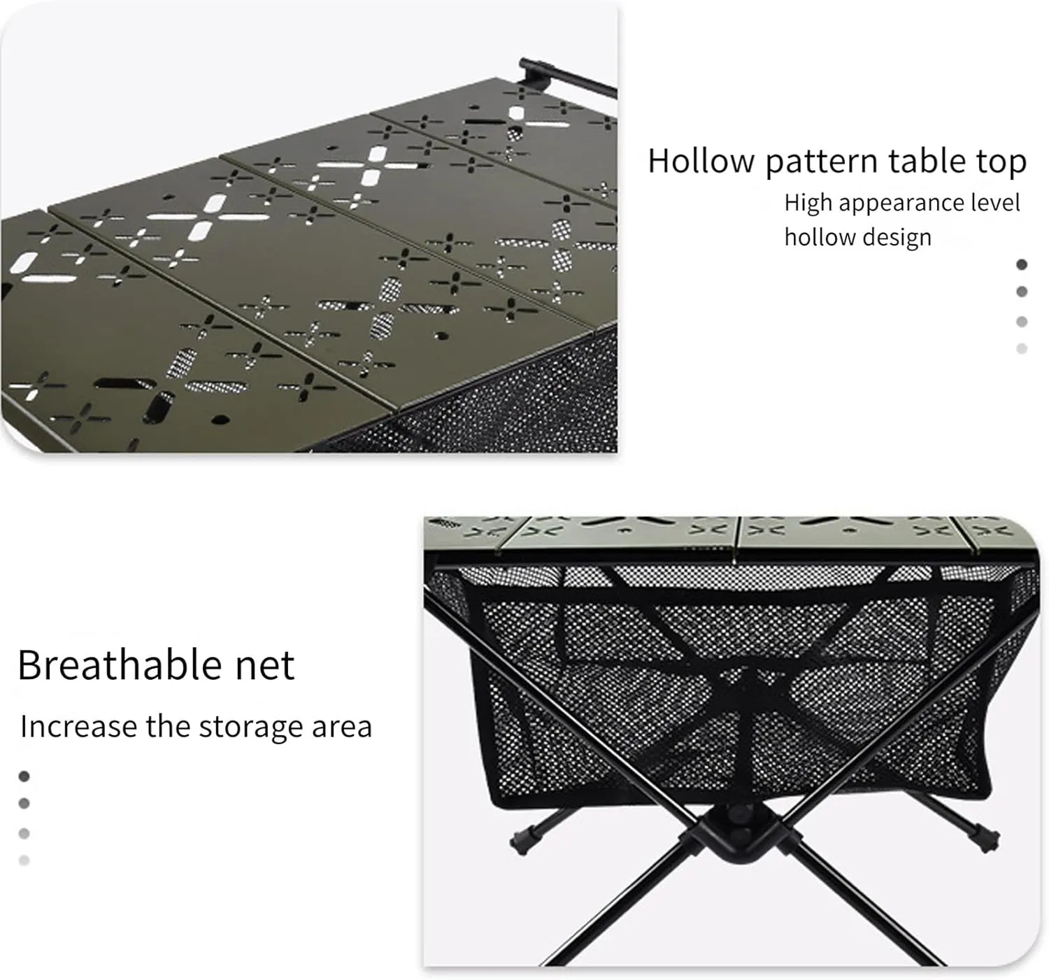 Folding Camping Table Portable Camping Side Table Roll-up Table with Carrying Bag Ultralight Aluminum Beach Table for Hiking, Camping, Picnicking, BBQ, Outdoor Cooking