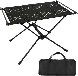 Folding Camping Table Portable Camping Side Table Roll-up Table with Carrying Bag Ultralight Aluminum Beach Table for Hiking, Camping, Picnicking, BBQ, Outdoor Cooking