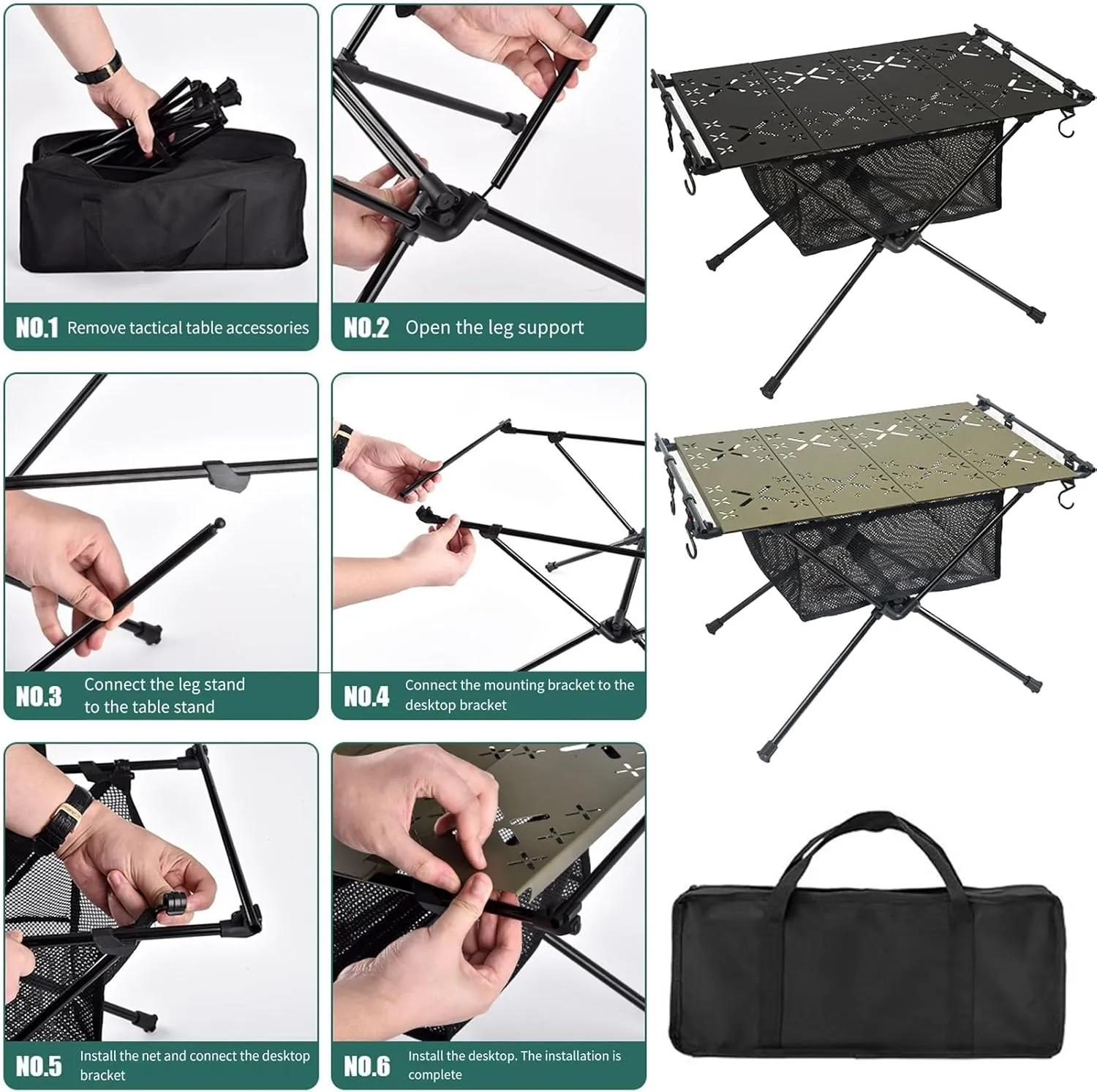 Folding Camping Table Portable Camping Side Table Roll-up Table with Carrying Bag Ultralight Aluminum Beach Table for Hiking, Camping, Picnicking, BBQ, Outdoor Cooking