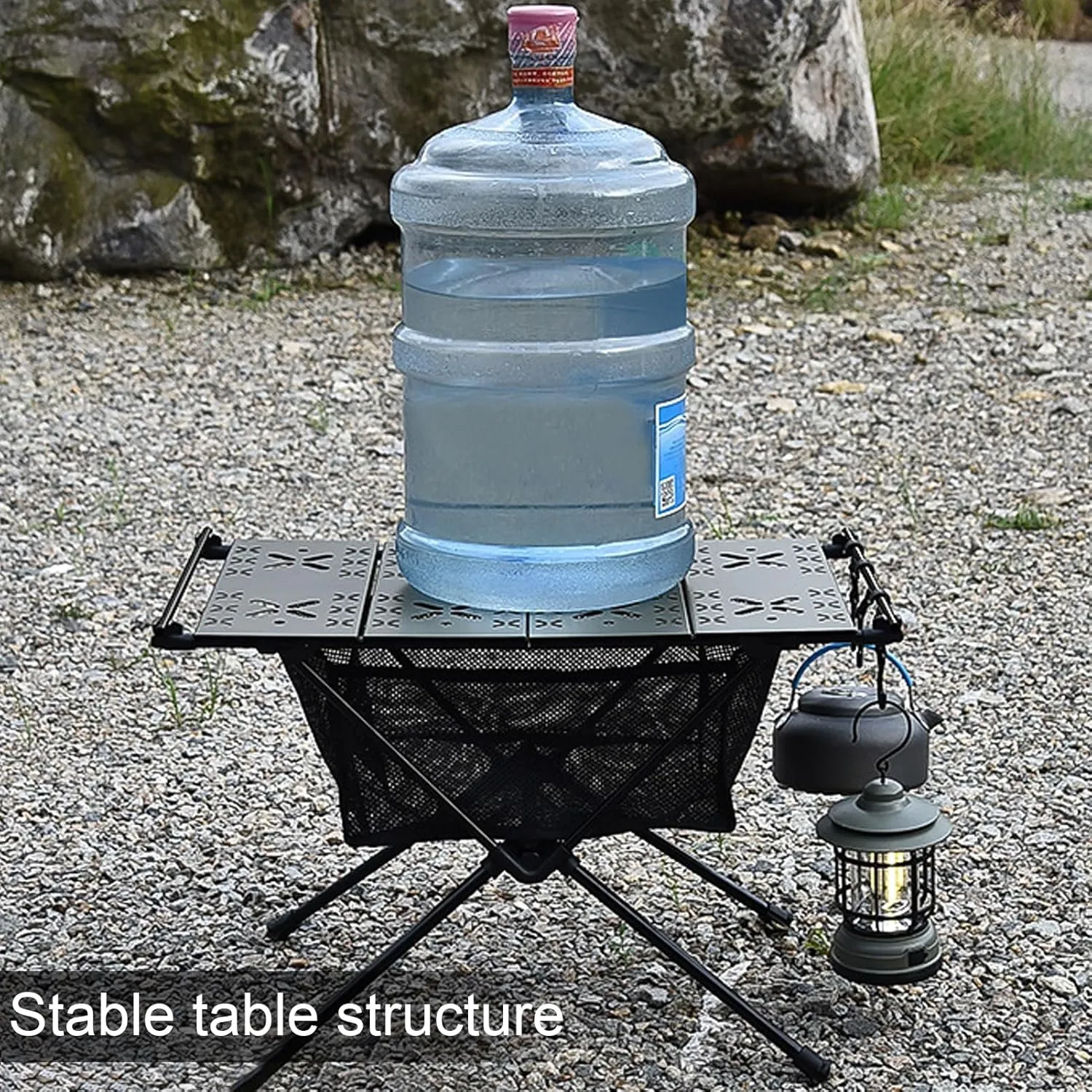 Folding Camping Table Portable Camping Side Table Roll-up Table with Carrying Bag Ultralight Aluminum Beach Table for Hiking, Camping, Picnicking, BBQ, Outdoor Cooking