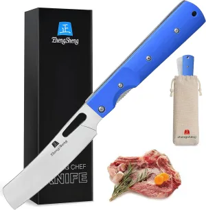 Folding Chef Knife 4.8" Sharp 440A Stainless Steel Blade G10 Handle Pocket Foldable Kitchen Knife Utility Knife for Outdoor Camping Cooking