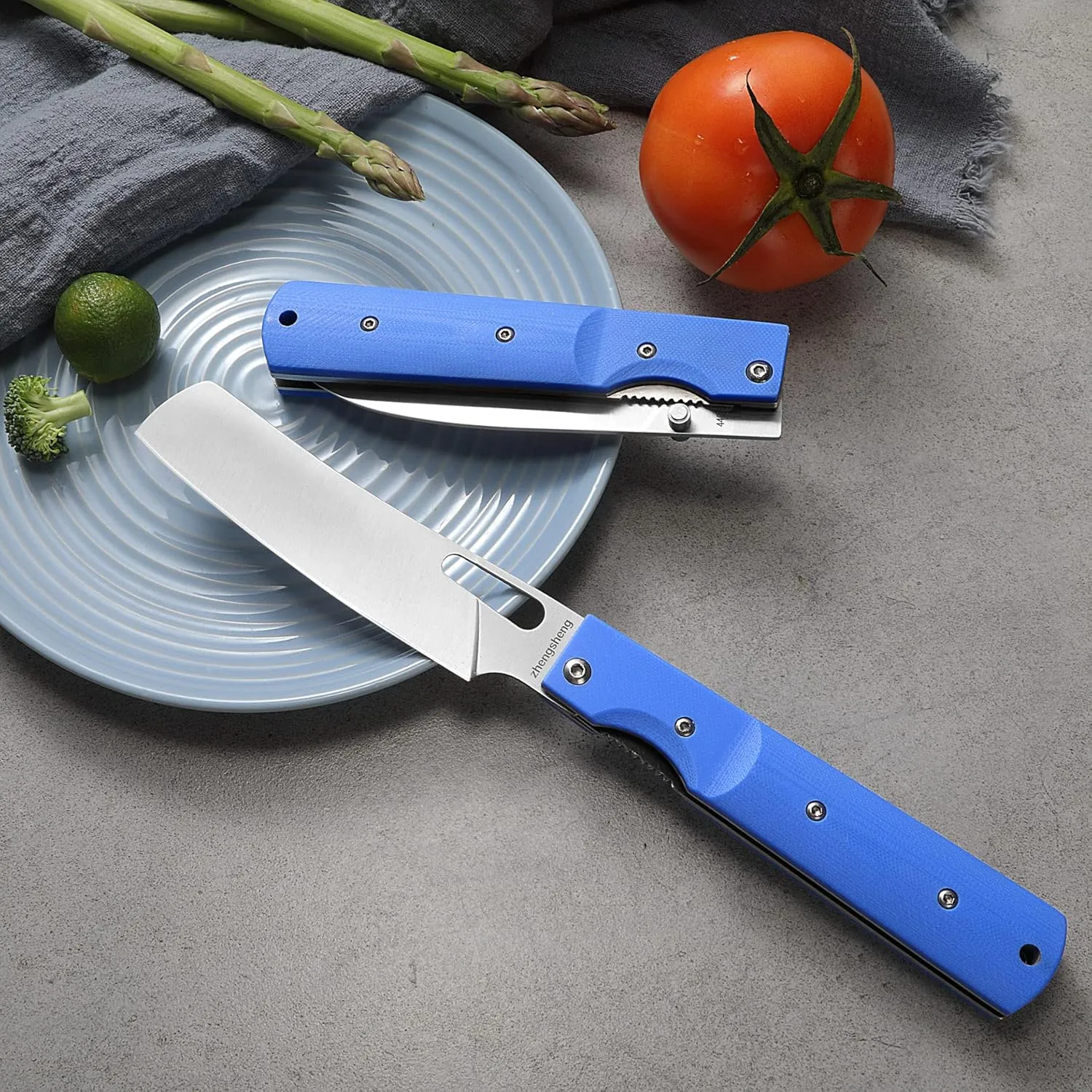 Folding Chef Knife 4.8" Sharp 440A Stainless Steel Blade G10 Handle Pocket Foldable Kitchen Knife Utility Knife for Outdoor Camping Cooking