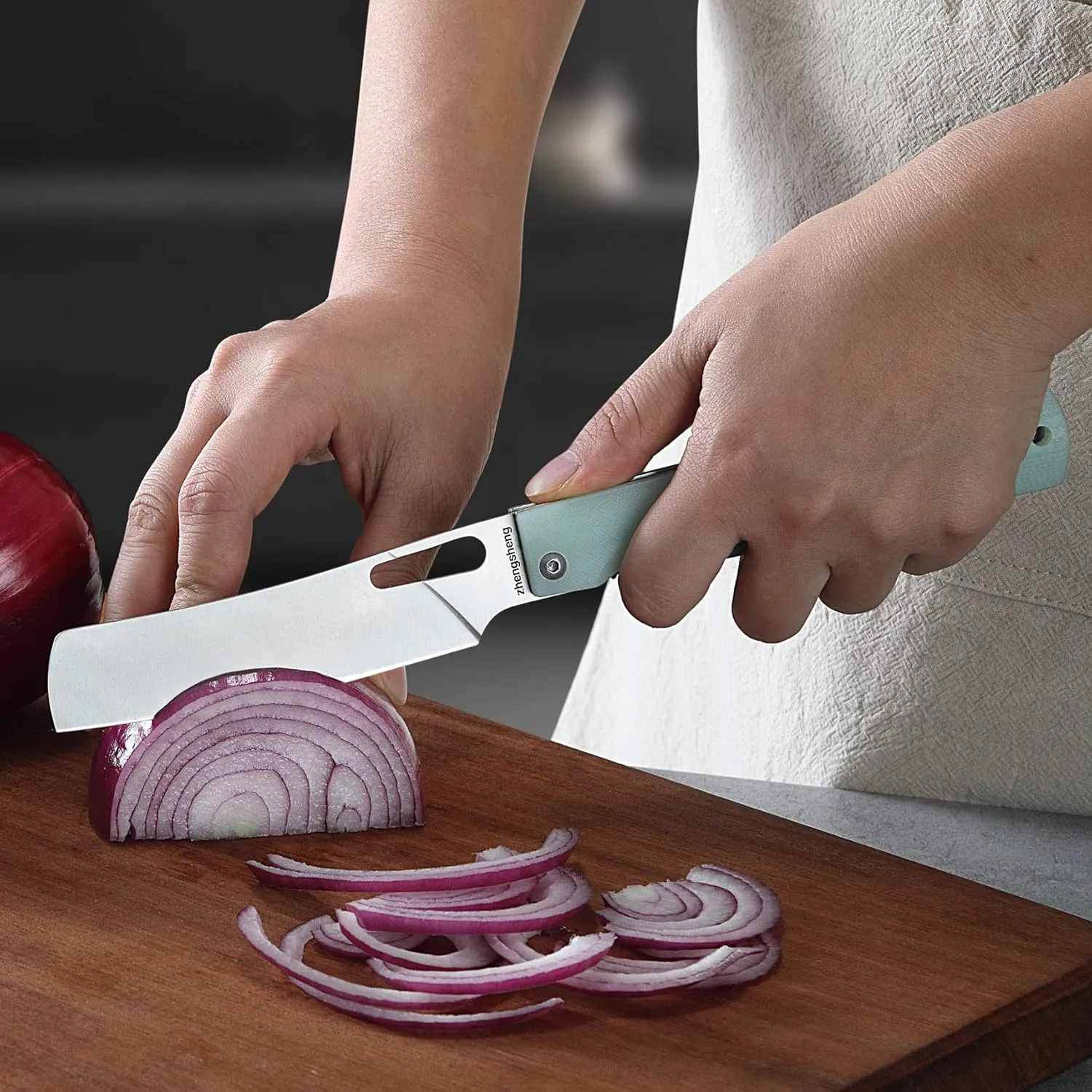 Folding Chef Knife 4.8" Sharp 440A Stainless Steel Blade G10 Handle Pocket Foldable Kitchen Knife Utility Knife for Outdoor Camping Cooking