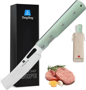 Folding Chef Knife 4.8" Sharp 440A Stainless Steel Blade G10 Handle Pocket Foldable Kitchen Knife Utility Knife for Outdoor Camping Cooking