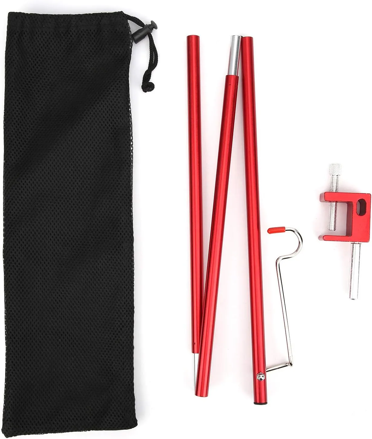 Folding Lantern Stand Pole, Portable Camping Folding Lamp Hook Lightweight Collapsible Picnic Table Kitchen Light Stand Holder Fixing Bracket for Camping BBQ