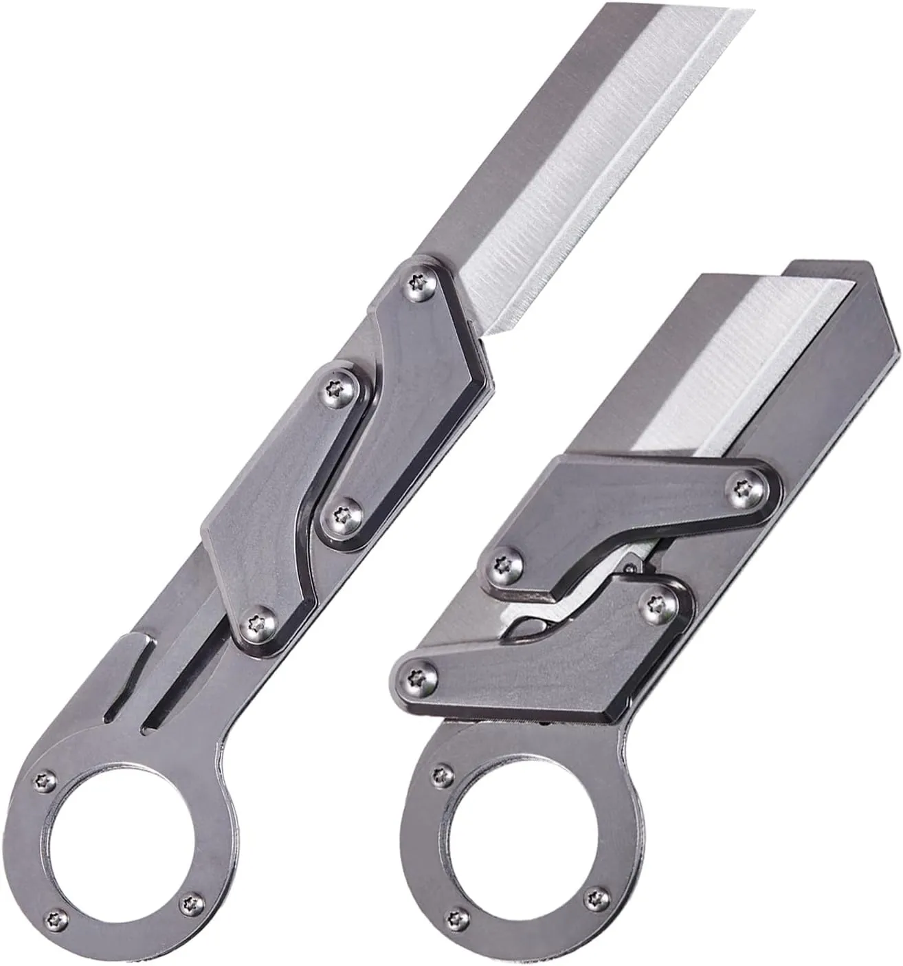 Folding Pocket Knife, Stainless Steel Morphing Knife, Pocket Knife for Men, Portable EDC Utility Knife for Camping, Outdoor, Hunting, Survival (Silver)