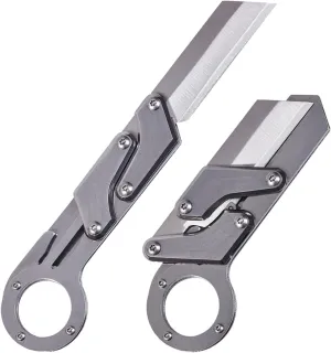 Folding Pocket Knife, Stainless Steel Morphing Knife, Pocket Knife for Men, Portable EDC Utility Knife for Camping, Outdoor, Hunting, Survival (Silver)