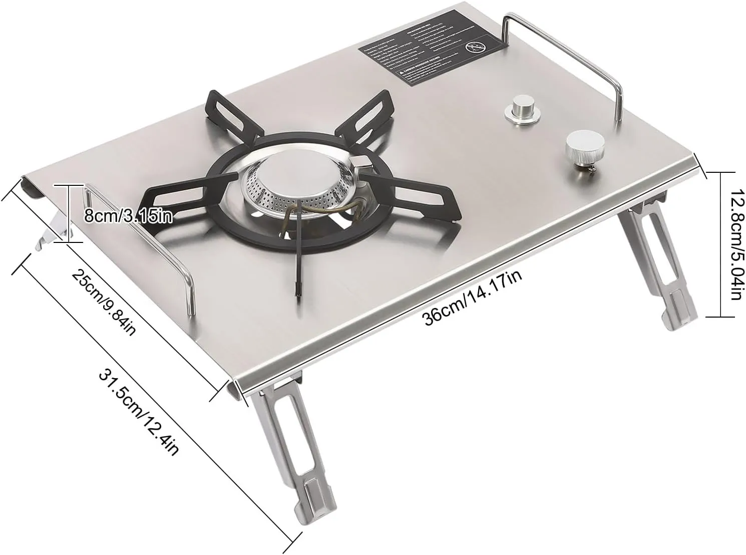 Folding Single Burner Gas Stove, Portable Tabletop&Embed Camping Stove with Carrying Handle, Electronic Ignition Outdoor Camping Cooking Stove, Gas Camp Stove Butane Propane Burners (Silver)