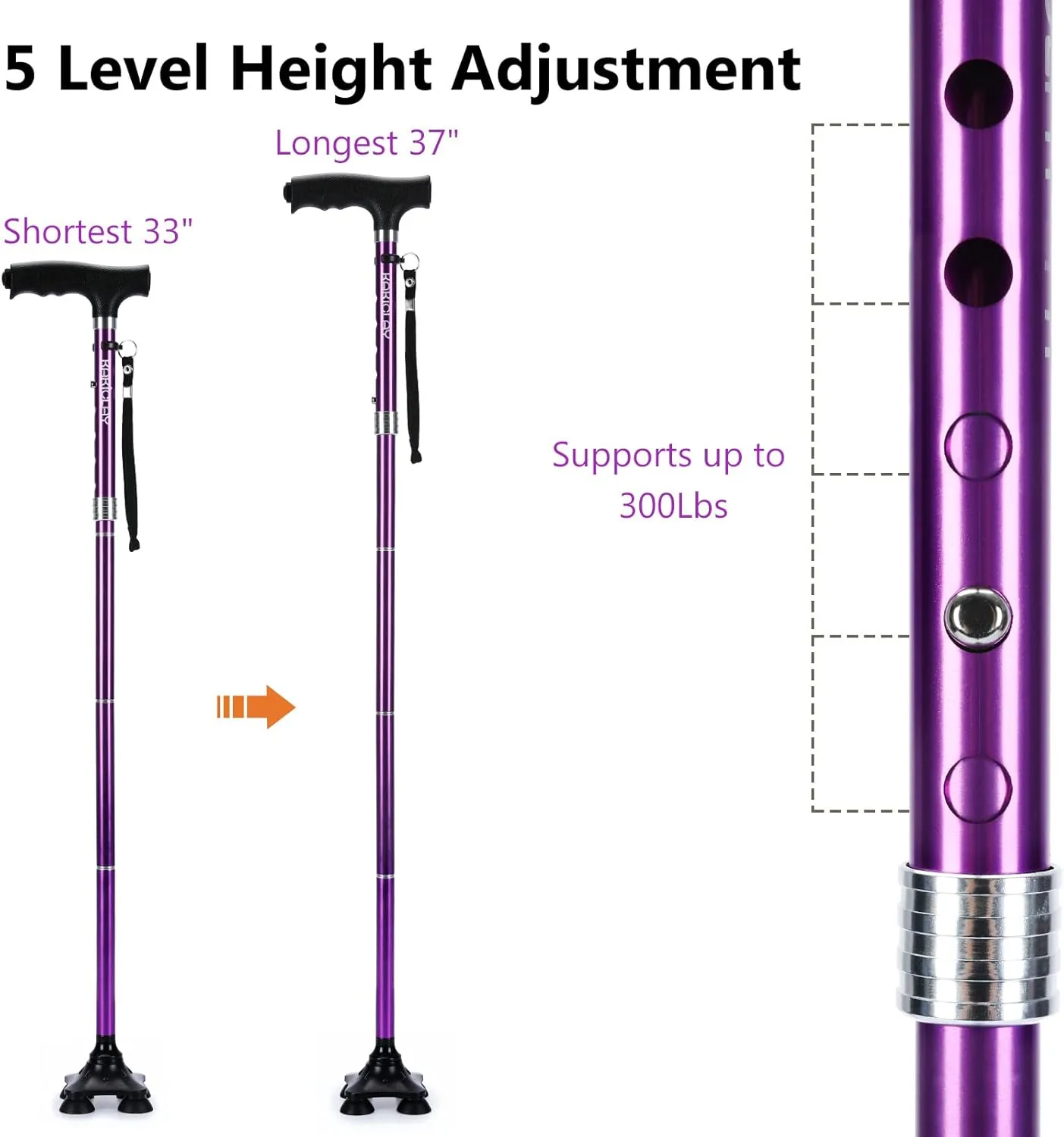 Folding Walking Cane with LED Light for Women & Men - Foldable, Adjustable, Collapsible Lightweight Aluminum Walking Stick for Seniors & Adults