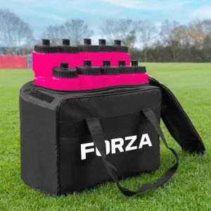 FORZA Team Sports Water Bottles | 25oz Capacity with Portable Carry Bag or Foldable Carrier - BPA-Free Plastic for Hydration on the Go (Carry Bag, Pink)