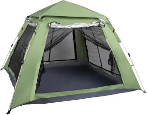 Four-Person Family Tent Green Spring Quick Opening Camping Tent