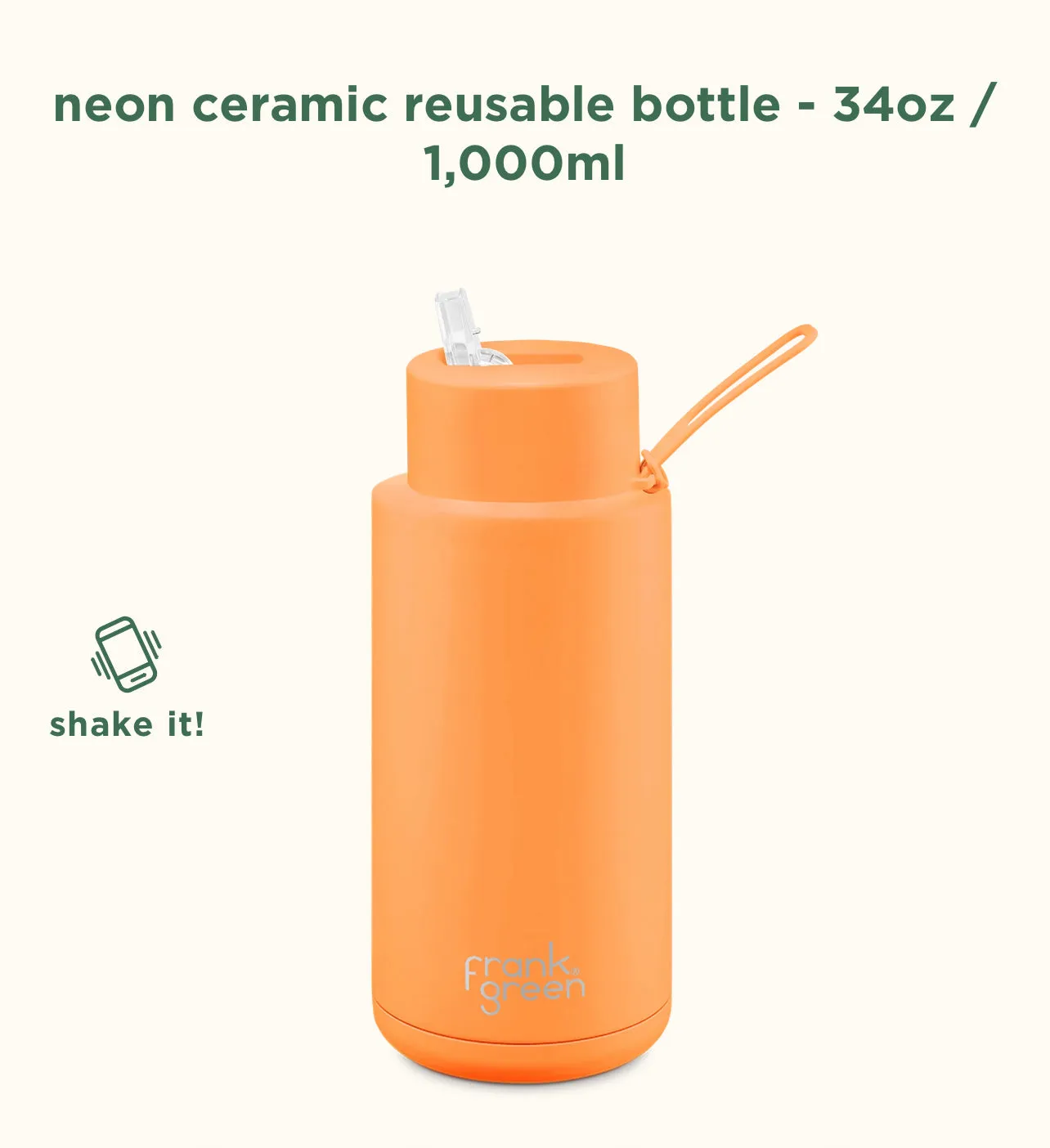 Frank Green - Stainless Streel Reusable Water Bottle with straw Lid - 34oz / 1000ml