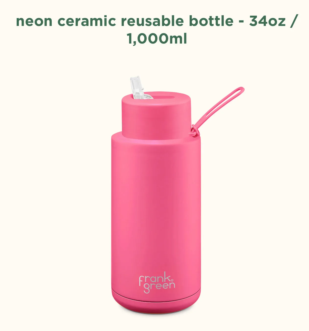 Frank Green - Stainless Streel Reusable Water Bottle with straw Lid - 34oz / 1000ml