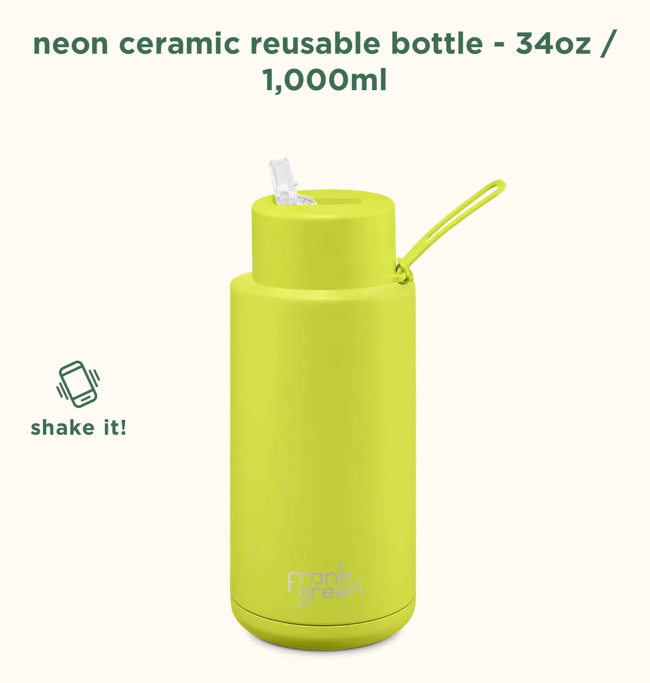 Frank Green - Stainless Streel Reusable Water Bottle with straw Lid - 34oz / 1000ml