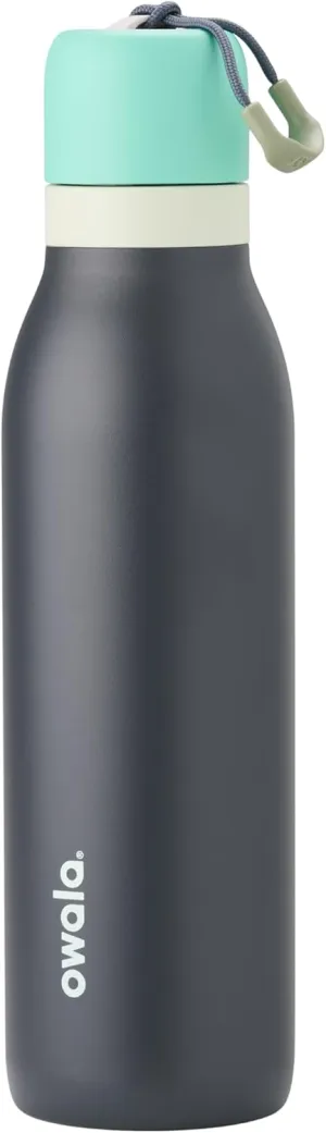 FreeSip Twist Insulated Stainless Steel Water Bottle with Straw for Sports and Travel, BPA-Free, 18-oz, Blue/Grey (Foggy Tide)