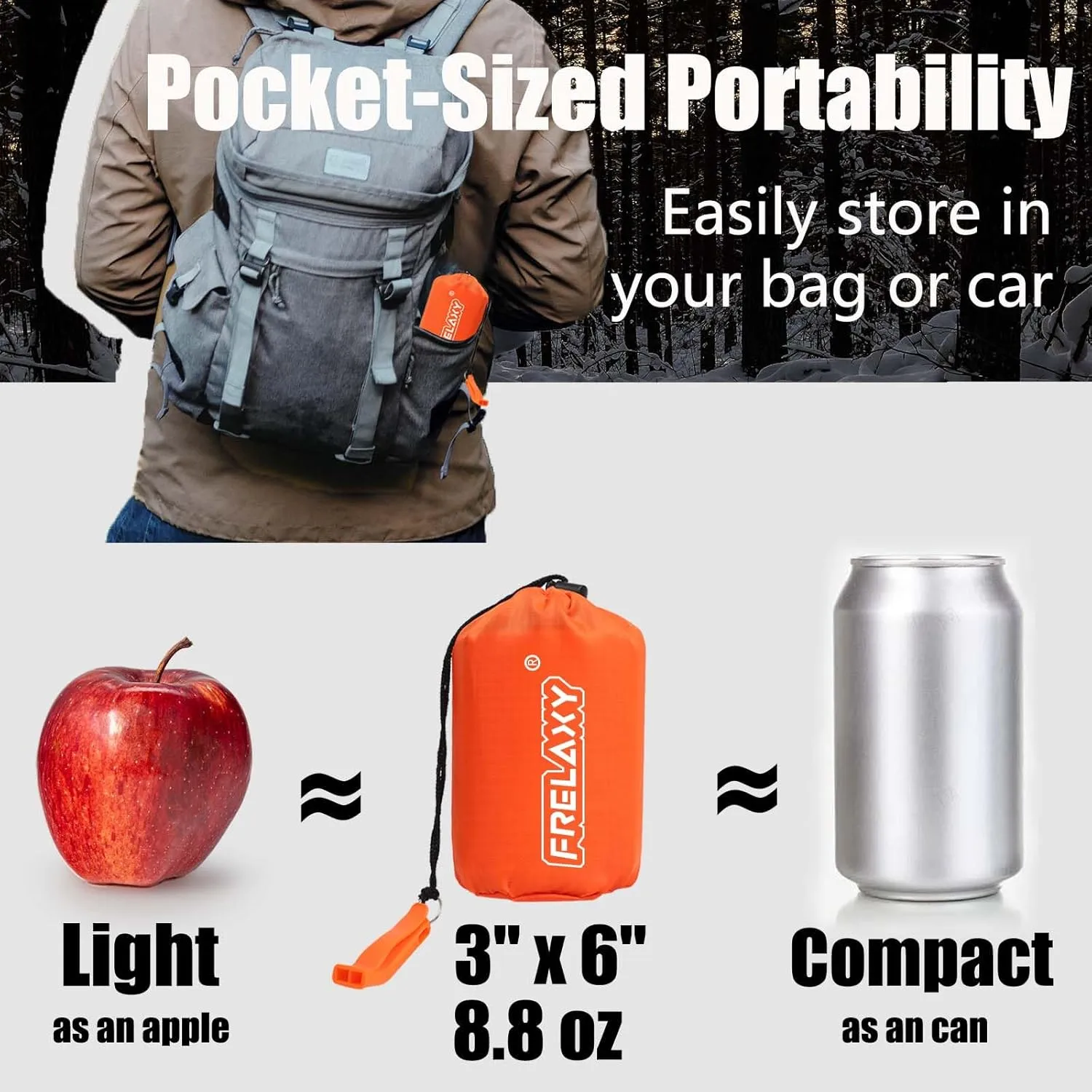 Frelaxy Extra-Thick Emergency Tent, Compact Survival Tent with Whistle, Upgraded Paracord, Storage Pouch, and EVA Case, 2 Person Emergency Shelter for Backpacking, Hiking, Outdoor