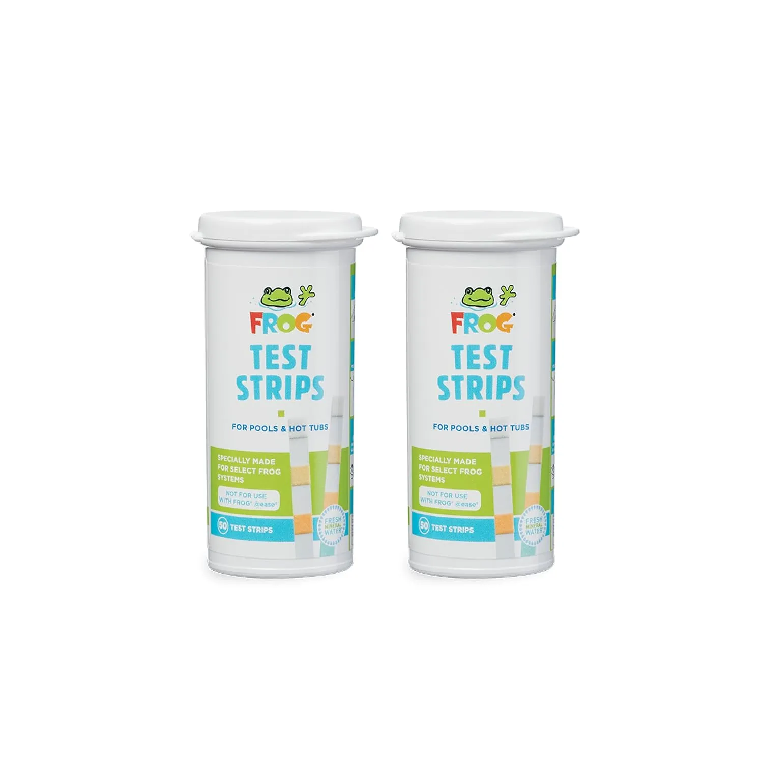FROG Test Strips for Pools and Hot Tubs - Accurate Indicator for Free Chlorine or Bromine Levels, pH, Total Alkalinity and Total Hardness - Easy Water Testing - 50 Test Strips - 2 Pack