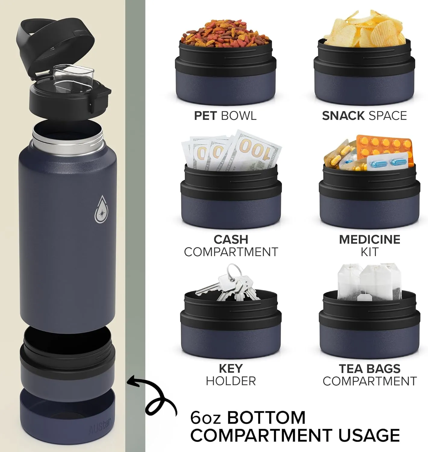 Fruit Infuser Water Bottle - Hot & Cold - Dishwasher Safe - 26 oz (Acai)