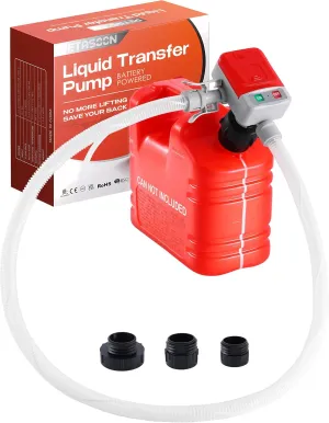 Fuel Transfer Pump Battery Powered Electric Portable Gas Can Tank Pump for Gasoline Diesel kerosene Liquid with Flexible Hose(Can Not Included)