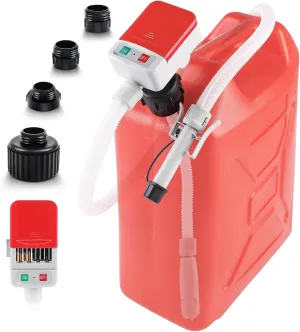 Fuel Transfer Pump with Auto-stop Sensor and 4 Tank Adapter, 2.4GPM 51" Hose Battery-Powered Portable Liquid Pump for Gasoline & Diesel Oil (Red)