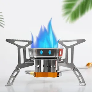 Fyrome 5800W Camping Gas Stove Windproof Mini Propane Burner with Adapter Portable Camping Stoves Lightweight Foldable Backpacking Stove with 3 Burners for Outdoor Cooking, Picnic, Camping and Hiking