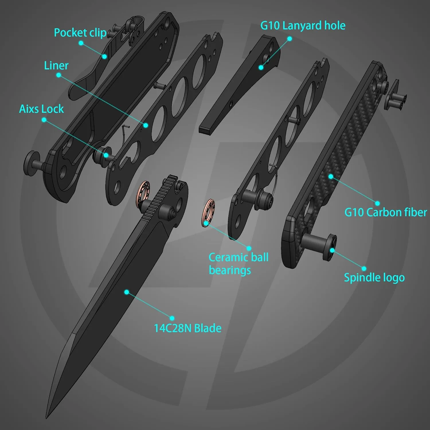 G062 Folding Knife for EDC, 14C28N Steel Blade Pocket knife, Crossbar Lock Knife for Outdoor, Survival, Hunting and Camping, 3.28oz（G10 Carbon Fiber Black Coating）