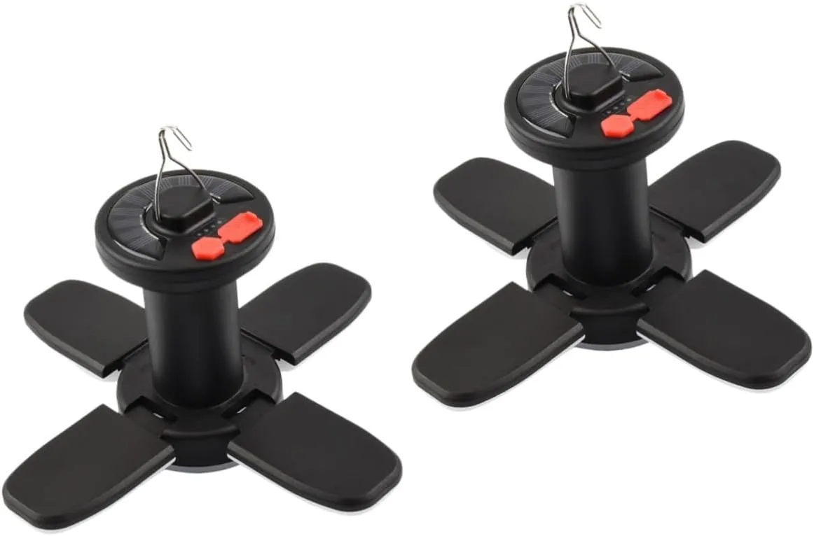 GANAZONO 2pcs Solar Powered Folding Tent Light USB Rechargeable Light Multi-Functional Outdoor Lighting for Camping Emergency and Power Outages Function