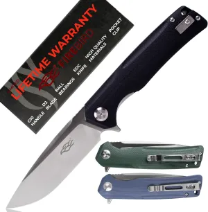 Ganzo Firebird FH91-BK Pocket Knife D2 Steel Blade Ergonomic G10 Non-Slip Handle with Clip Camping Fishing Hunting Equipment Outdoor Flipper EDC Pocket Knife (Black)