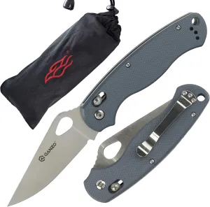 Ganzo G729-GY Folding Pocket Knife 440C Stainless Steel Blade Ergonomic G10 Anti-Slip Handle with Clip Hunting Fishing Camping Folder Axis Lock Outdoor EDC Knife (Grey)