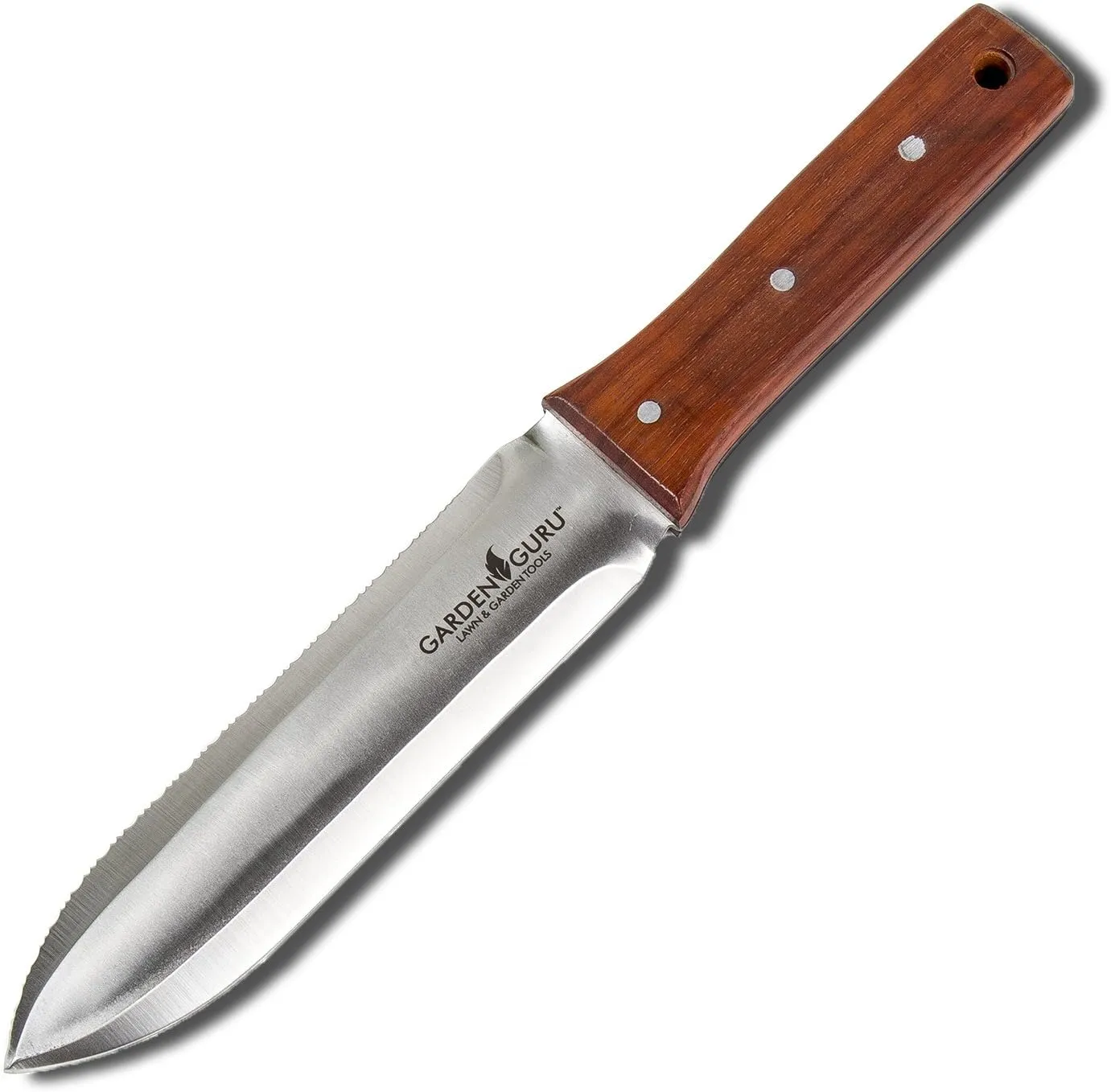 Garden Guru Hori Hori Garden Knife Deluxe Set for Weeding, Digging, Pruning, and Cultivating - Stainless Steel Full Tang Blade | Marks for Measuring Planting Depth | Nylon Sheath for Storage