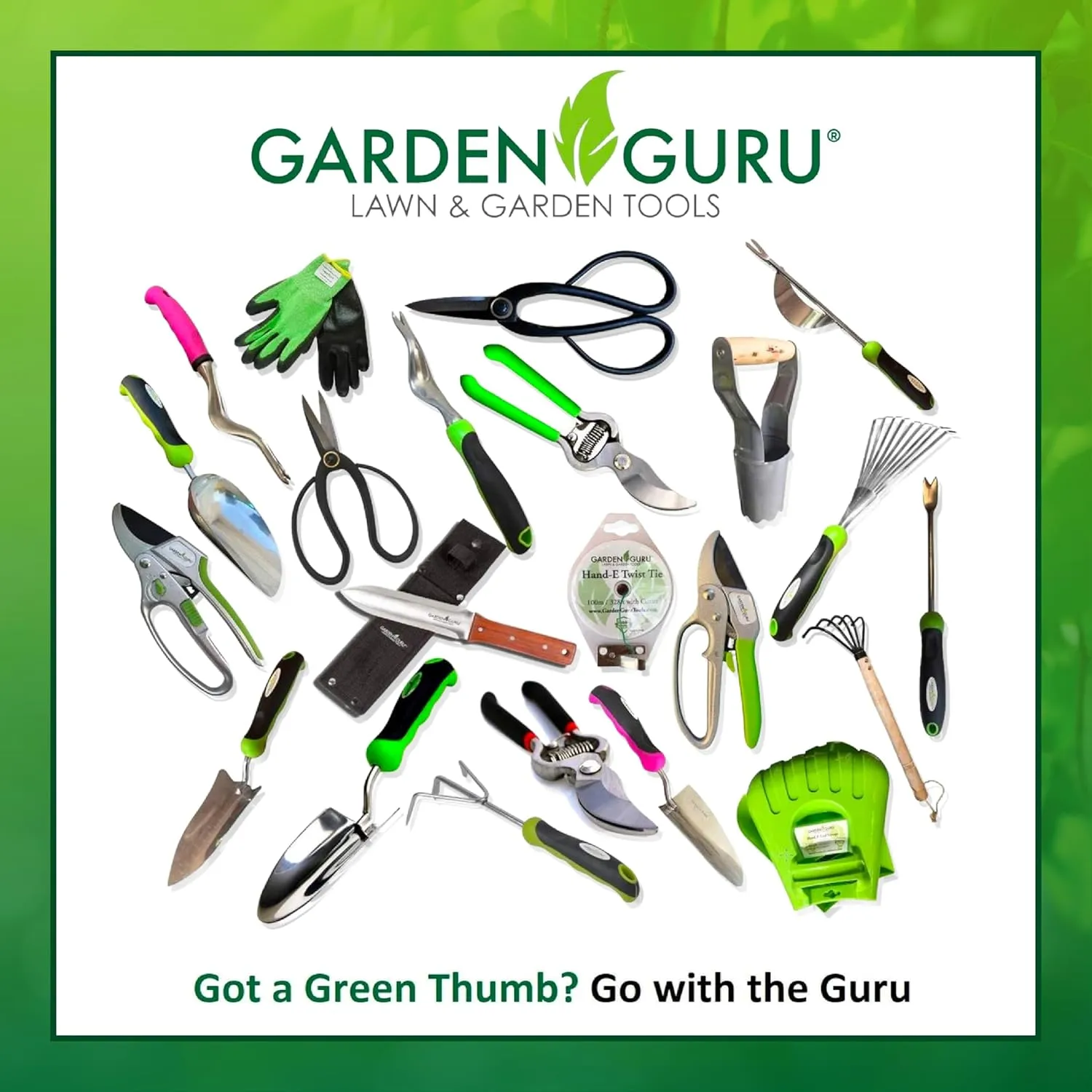 Garden Guru Hori Hori Garden Knife Deluxe Set for Weeding, Digging, Pruning, and Cultivating - Stainless Steel Full Tang Blade | Marks for Measuring Planting Depth | Nylon Sheath for Storage
