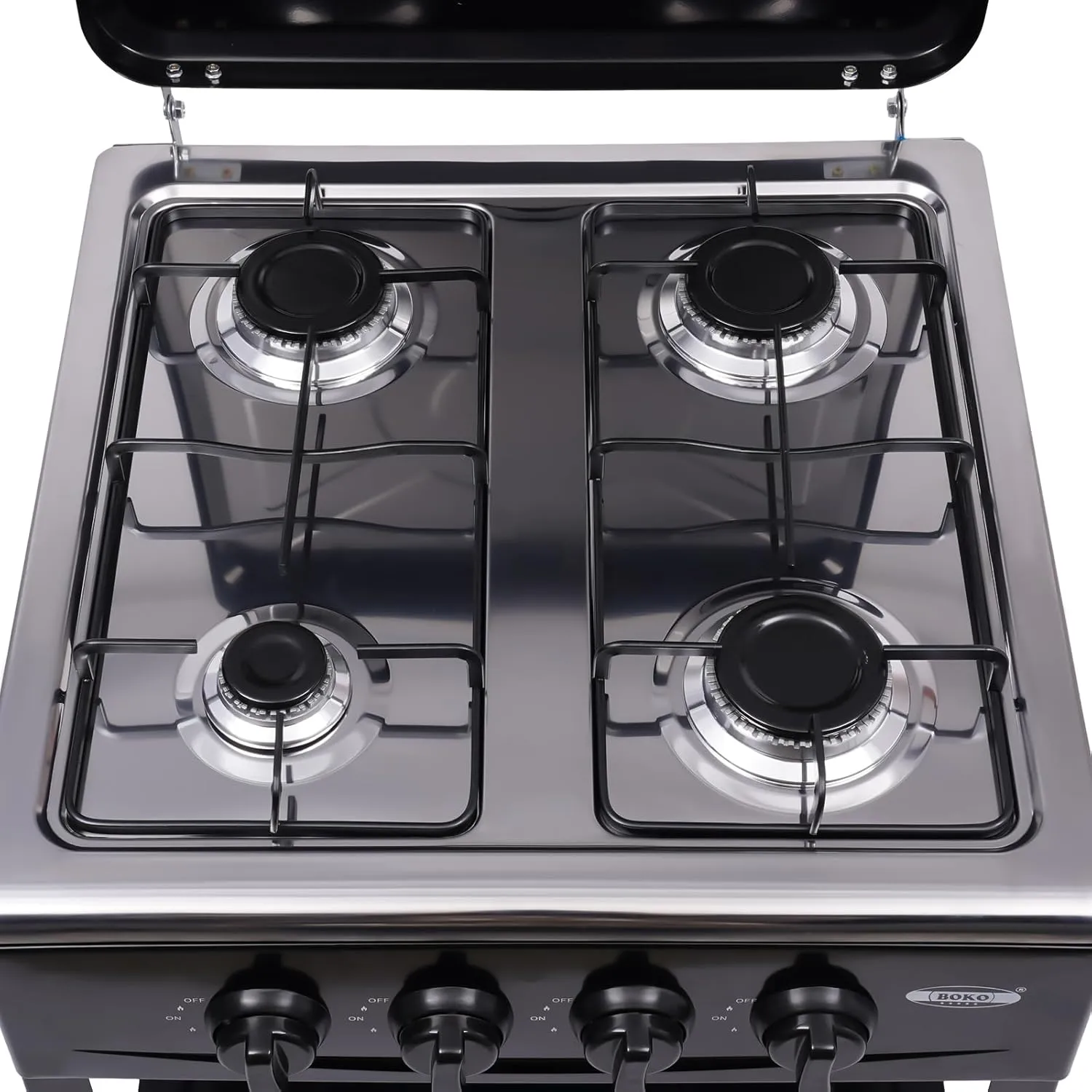 Gas Camping Stove Portable and Free-standing Outdoor Stove with 4 Independently Adjustable Burners and Windproof Design with Detachable Two-Layer Shelf