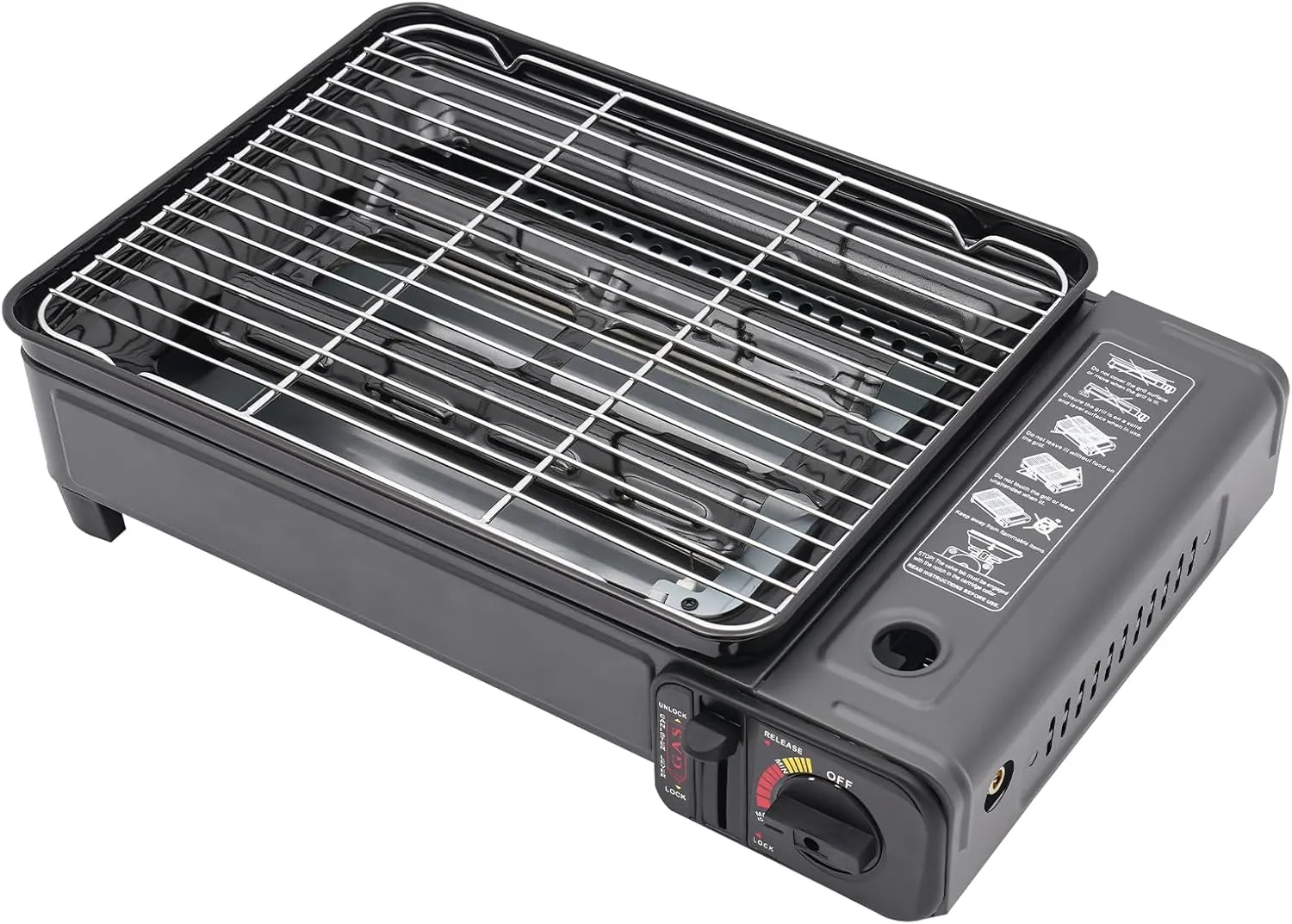 Gas Grill Butane Stove, Portable Butane Gas Grill w/Grilling Net & Carry Case Portable Camping Grill Gas Stove Tabletop BBQ Grill Butane Camping Stove for Outdoor Cooking Camping Black