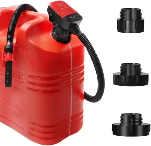 Gas Pump for Gas Can - Battery Powered Gas Can Pump: Automatict Shut-off Nozzle, 42 IN Long Hose, 3 Adapters for 4 Size Gasoline Tank
