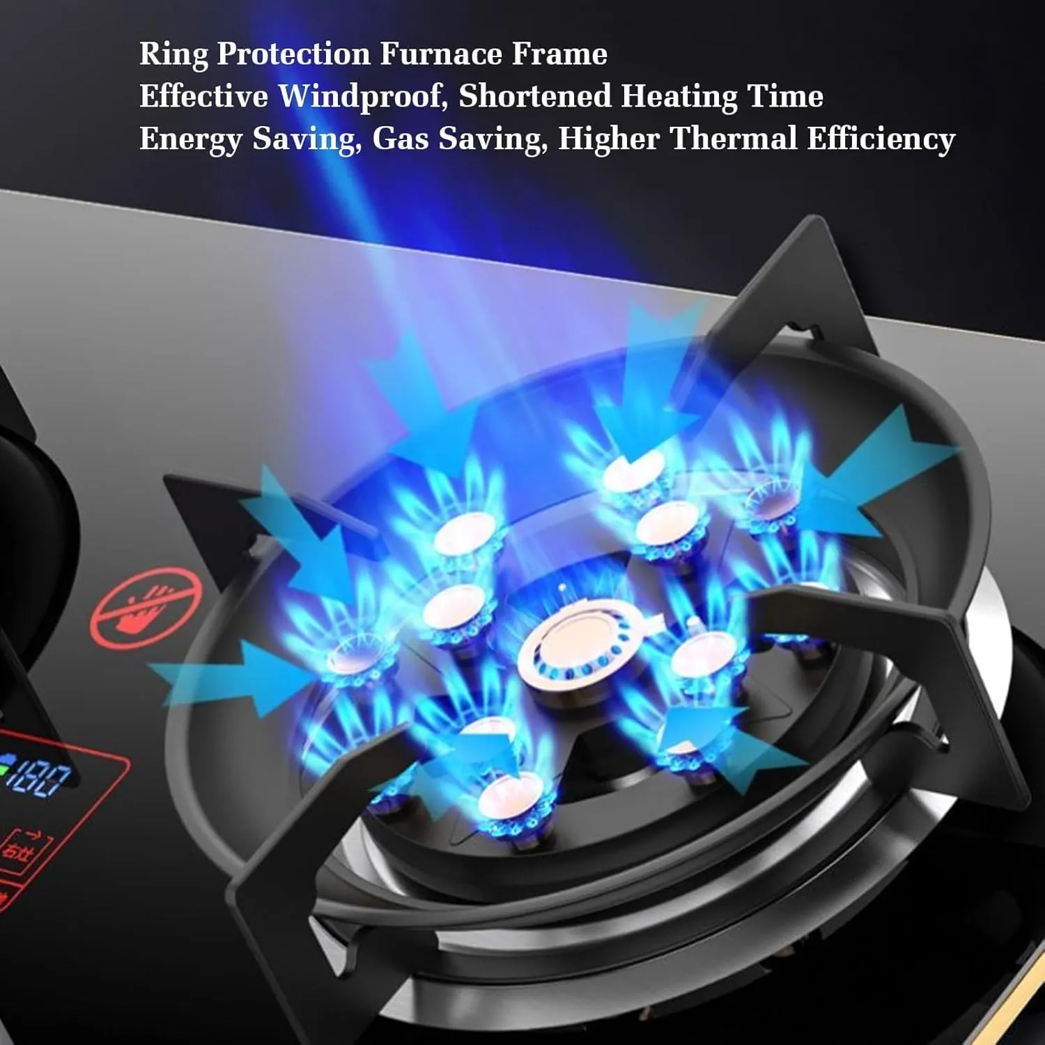 Gas Stove 2 Burners Thirteen Chambers 7.6KW Tempered Glass Ignition Camping Dual Burner LPG/Natural Gas, Accidental Flameout Protection Device(LPG)