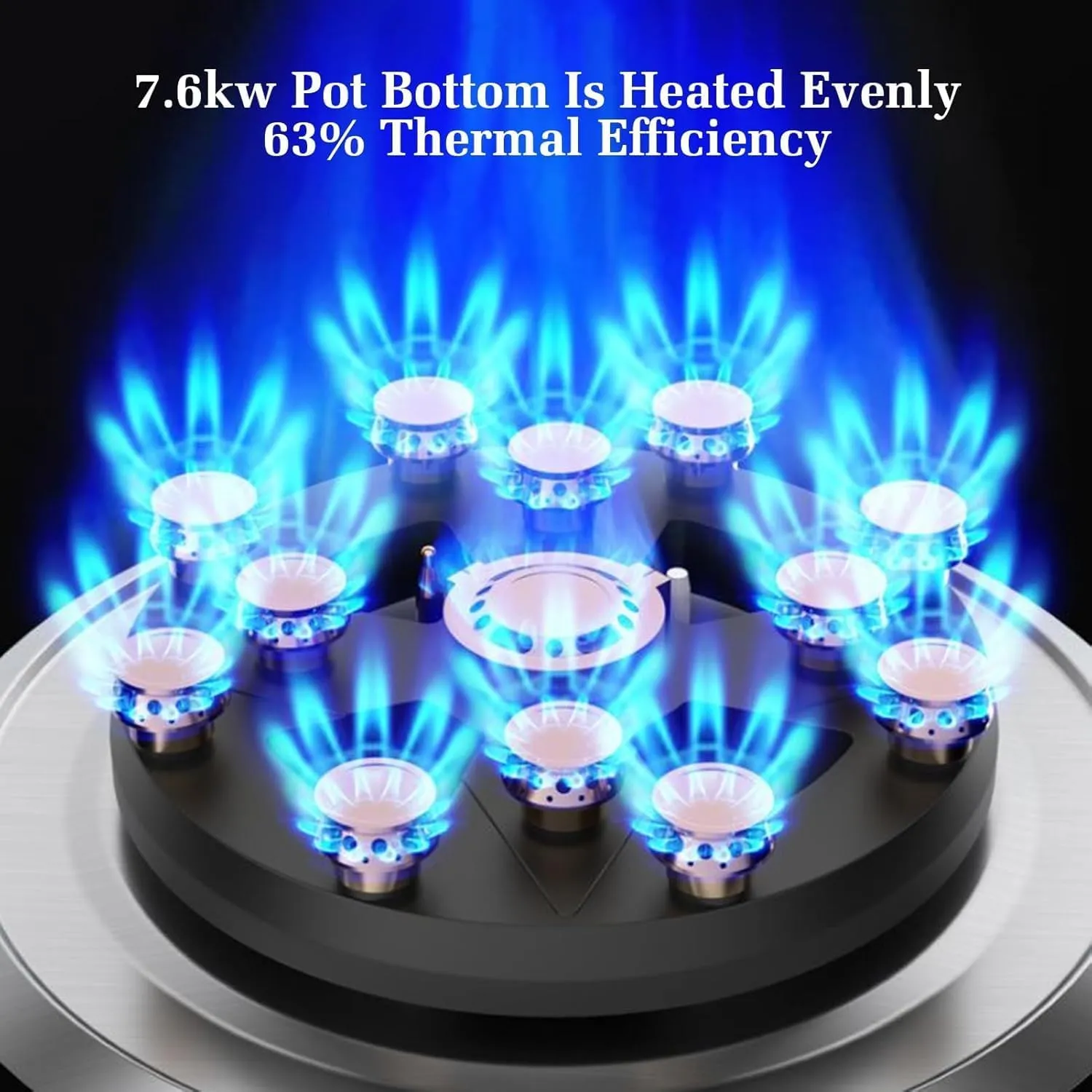 Gas Stove 2 Burners Thirteen Chambers 7.6KW Tempered Glass Ignition Camping Dual Burner LPG/Natural Gas, Accidental Flameout Protection Device(LPG)