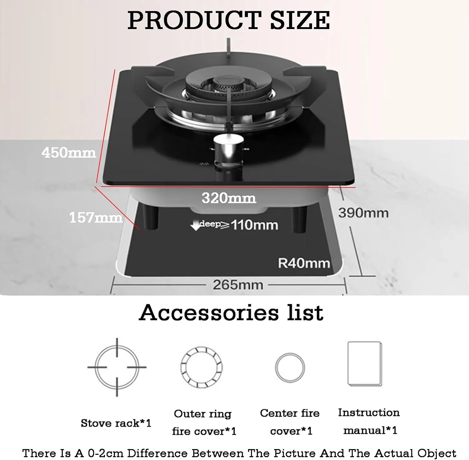 Gas Stove Portable Outdoor for Camping,Table Top Cooker Single Burner Gas Hob,Built-in Dual-purpose Gas Stove,for Home(LPG)