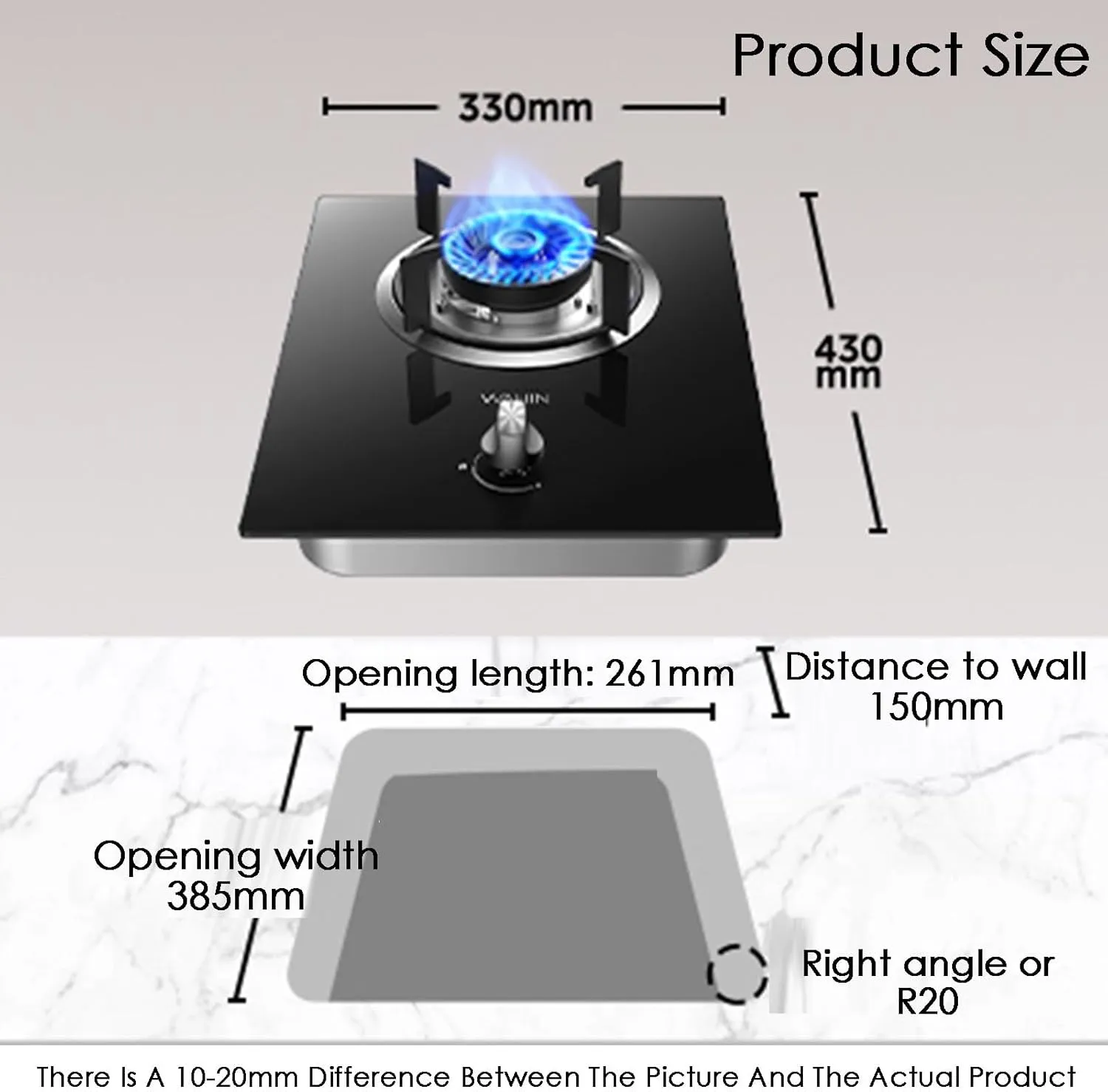 Gas Stove, Single Burner Desktop and Embedded Dual-use Burner Stove,Portable Tempered Glass Gas Cooker 5KW NG/LPG, for Home Outdoor Camping(LPG)