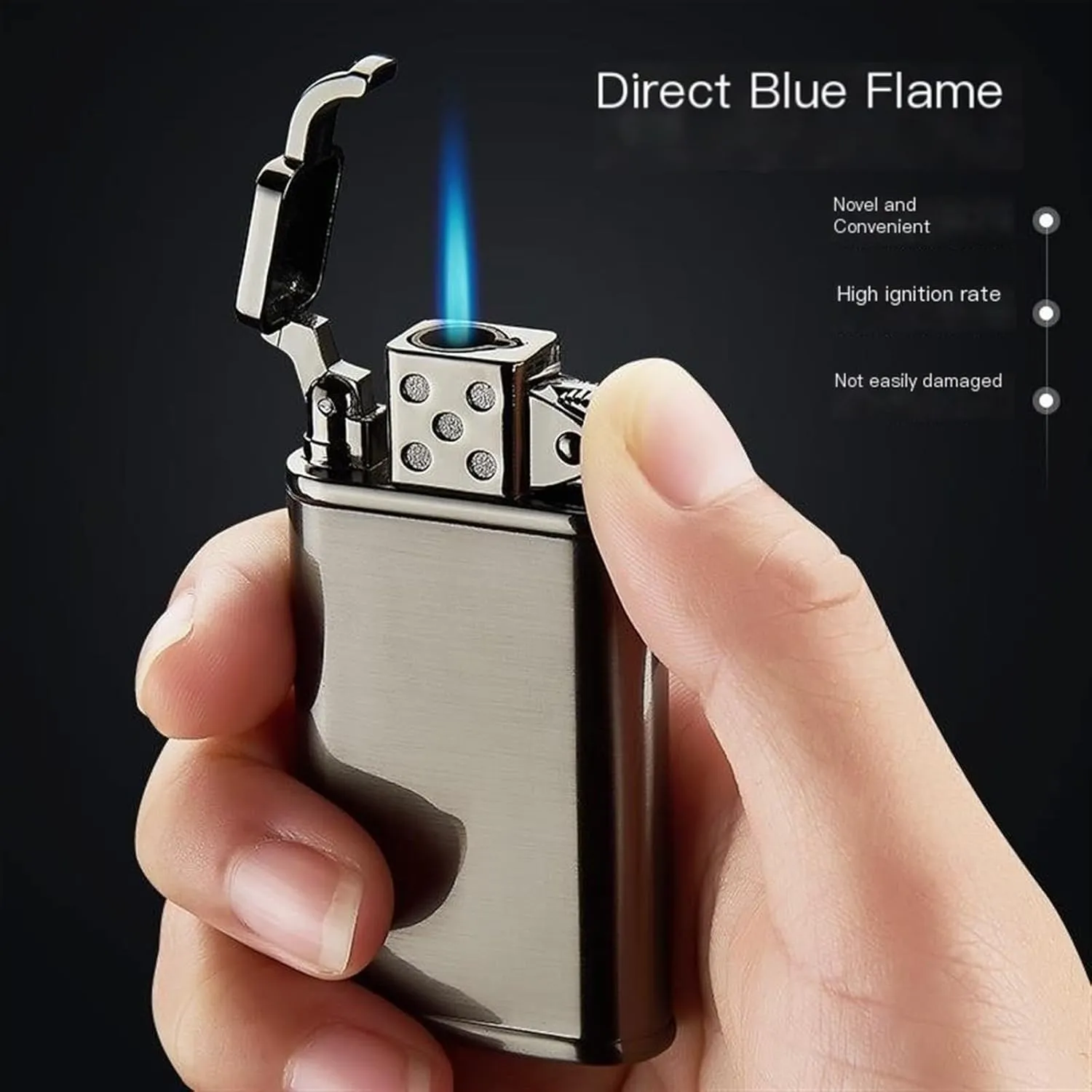 GAVIK Windproof Jet Combustible Gas Lighter - high Temperature Ceramic Cup, zinc Alloy Body, Adjustable Flame, refillable Gas, Blue Flame - Perfect for Outdoor use. (Color : E)