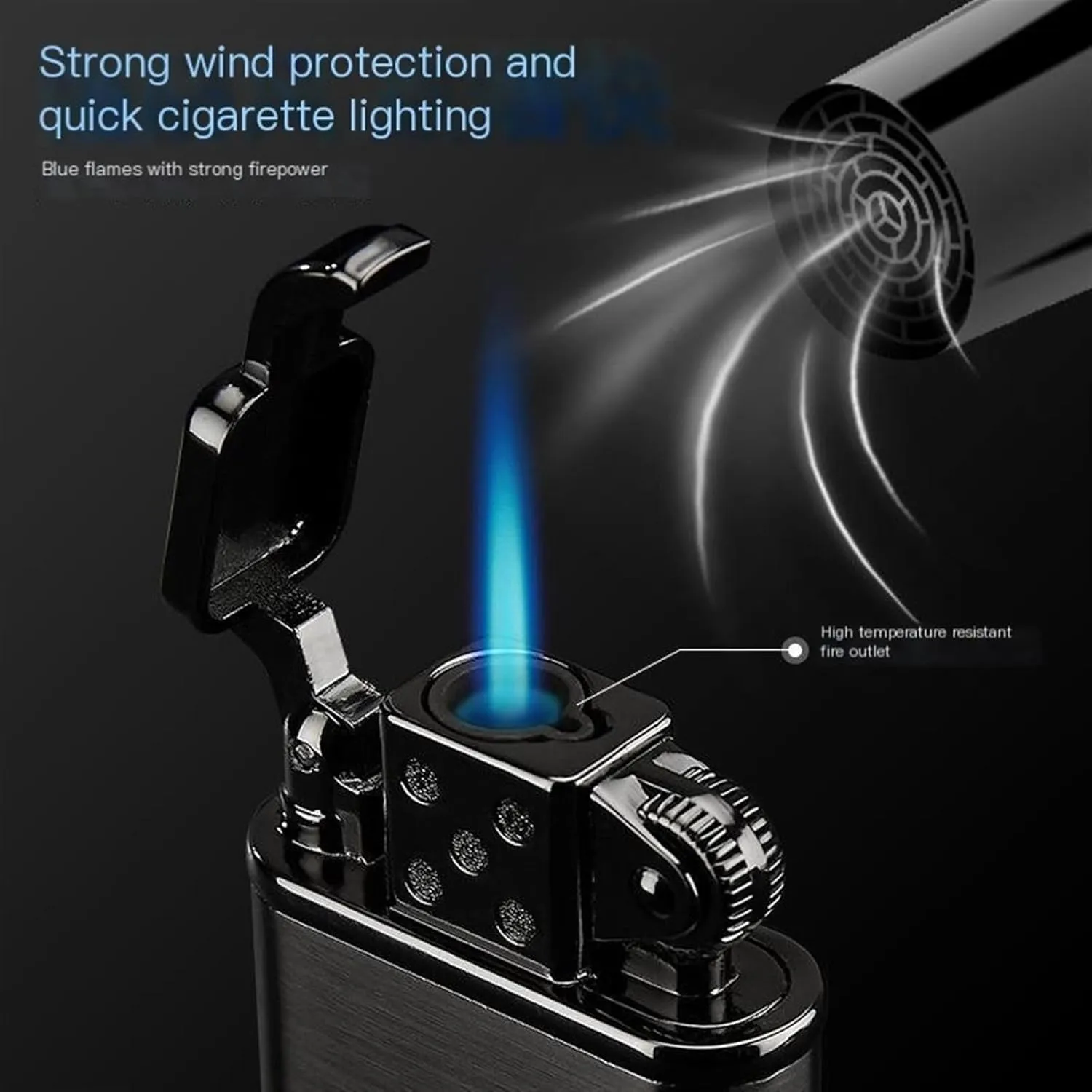 GAVIK Windproof Jet Combustible Gas Lighter - high Temperature Ceramic Cup, zinc Alloy Body, Adjustable Flame, refillable Gas, Blue Flame - Perfect for Outdoor use. (Color : E)