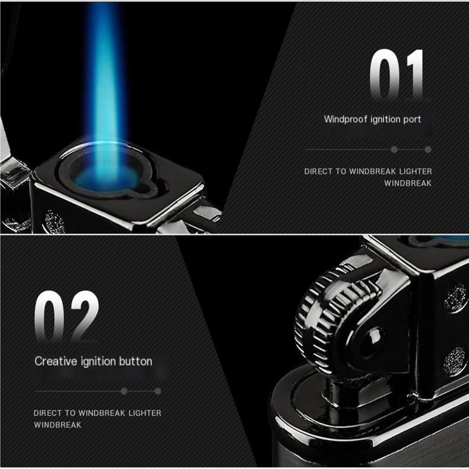 GAVIK Windproof Jet Combustible Gas Lighter - high Temperature Ceramic Cup, zinc Alloy Body, Adjustable Flame, refillable Gas, Blue Flame - Perfect for Outdoor use. (Color : E)